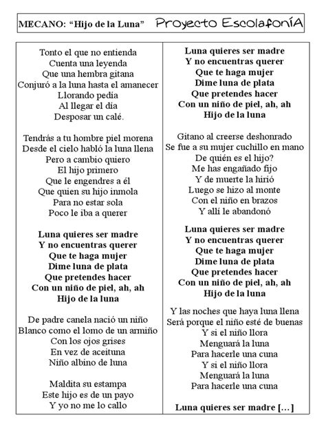 hijo de la luna lyrics|hijo de la luna letra.